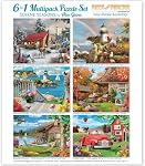 Bits and Pieces - Alan Giana 6-in-1 Ensemble de Puzzle Multipack pour Adultes - Saisons Serene - Deux 300, Deux 500, & 2 1000 pc Winter Light House Beach Autumn Lake Farm Puzzle Set Jigsaws