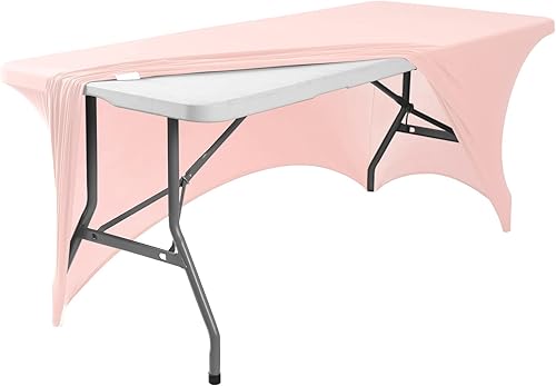 Miniatura 346 de FORLIFE Paquete de 6 manteles de elastano, de ajuste universal para mesas rectangulares de 6 pies, para patios, bodas, banquetes, fiestas