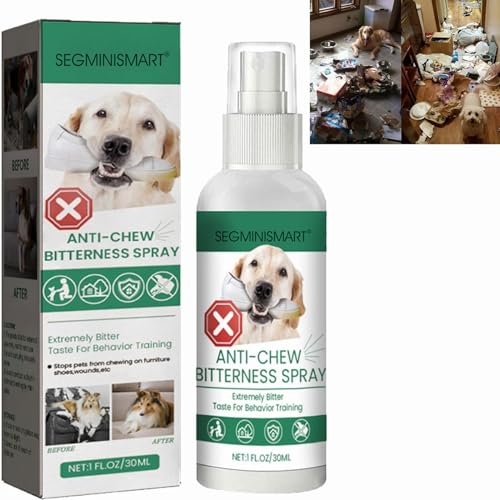 SEGMINISMART Anti-Chew Bitterness Spray, Anti Chew Spray for Dogs, Anti Chew Deterrents, No Chew Spray for Puppies Prevent Licking, Pet Bitter Anti-Gnawing Spray (30ml)