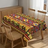 SUMNEESHA Ethnic Art Tablecloth Rectangle 54 x 72 Inch Spill Proof Wrinkle Resistant Colorful African Mexican Exotic Table Cloth Table Cover for Dining Party Indoor Outdoor