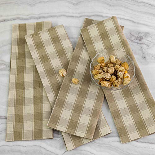 Home Brilliant Beige Placemats Set Of 6 Farmhouse Buffalo Plaid Place Mats Machine Washable Dining Cloth Table Place Mats For Kitchen Table, 13 X 19 Inches, Oatmeal Cream #TOP5