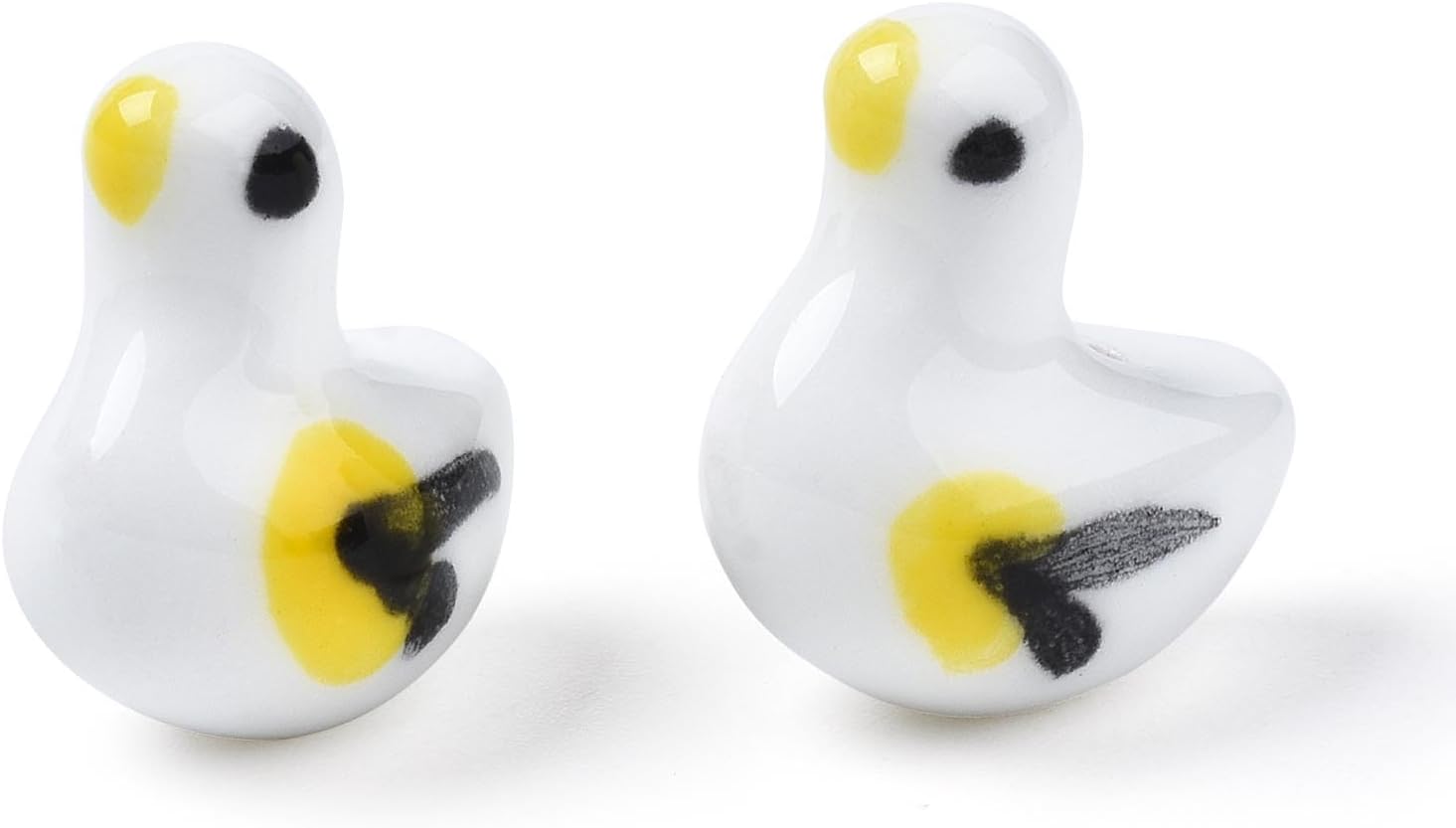 LiQunSweet 50 pcs Pigeon Theme Handmade Ceramic Porcelain Beads Cute Animal Peace Bird Spacer Beads for Jewelry Making Bracelet Necklace Earrings DIY Crafts