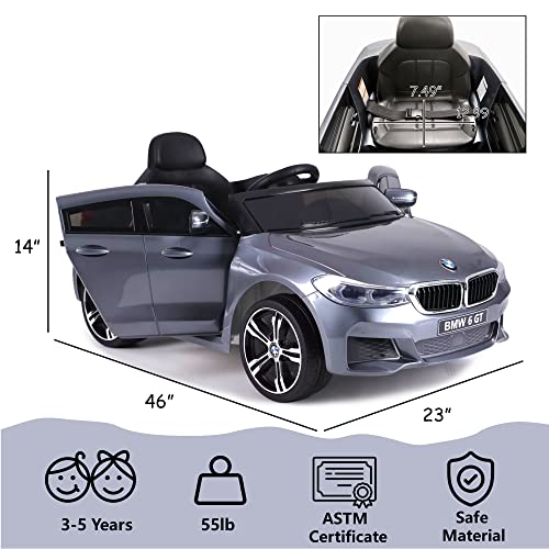 Kidsera Kids Ride On Car, 12V Battery Powered Electric Car for Kids, 4-Wheel Riding On Electric Vehicle with Dual Motor, 2 Speed, LED Light, Licensed Cars for Kids,Toddler Ride On Toy Car (Grey)