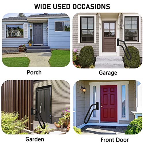 Sidasu 1Pcs U-Shaped Wall Mount Handrail Iron Outdoor Grab Bar Black Hand Railings For 1 To 3 Steps Stairs(Dia 1" Iron Pipe,17.71''Length,16.53''Height) #TOP6