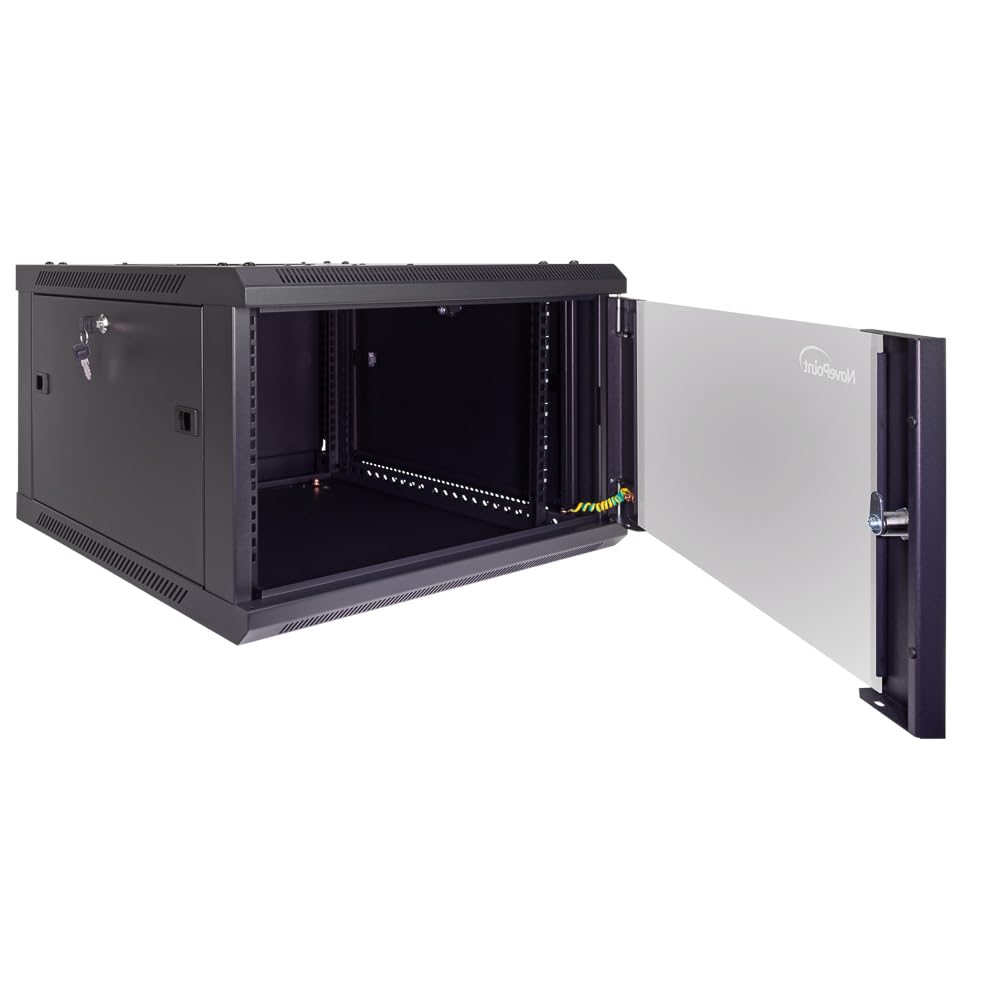 NavePoint Servidor de Red para Montaje en Pared 6u 600 mm de Profundidad Armario Rack Gabinete Puerta de Cristal Lock