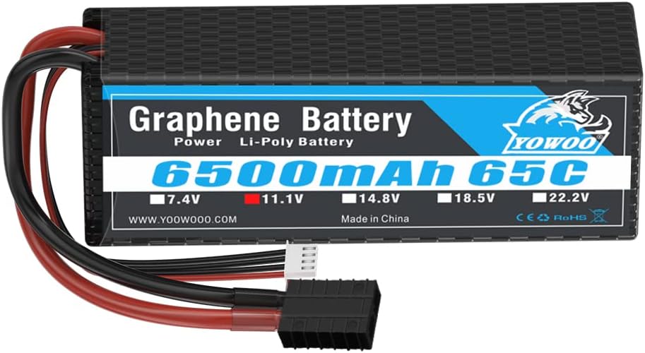 YOWOO Graphene Battery 3S 11.1V 6500mAh 65C Lipo Battery Hardcase with Tracxas Connector for 1/8 1/10 RC Car Losi Tracxas Slash HPI Strada XB 1/10 RTR Electric Buggy Team Associated Emaxx