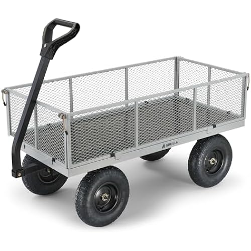 Gorilla Carts Steel Utility Garden Cart, 1000 lb. Capacity, Gray
