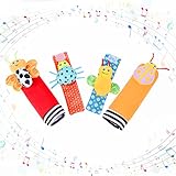 🐝[Sencillo y divertido]: Un juego exquisito y divertido, adecuado para bebés que están aprendiendo a controlar sus piernas y brazos. Estos calcetines sonajeros para bebés pueden ayudar a los bebés a aprender a encontrar los pies y las manos. El sonajero de muñeca está equipado con un simple velcro, por lo que es fácil de poner y quitar. También puede conectar un sonajero de pulsera como dispositivo adicional a los cochecitos, asientos de automóvil y arcos de sillas.