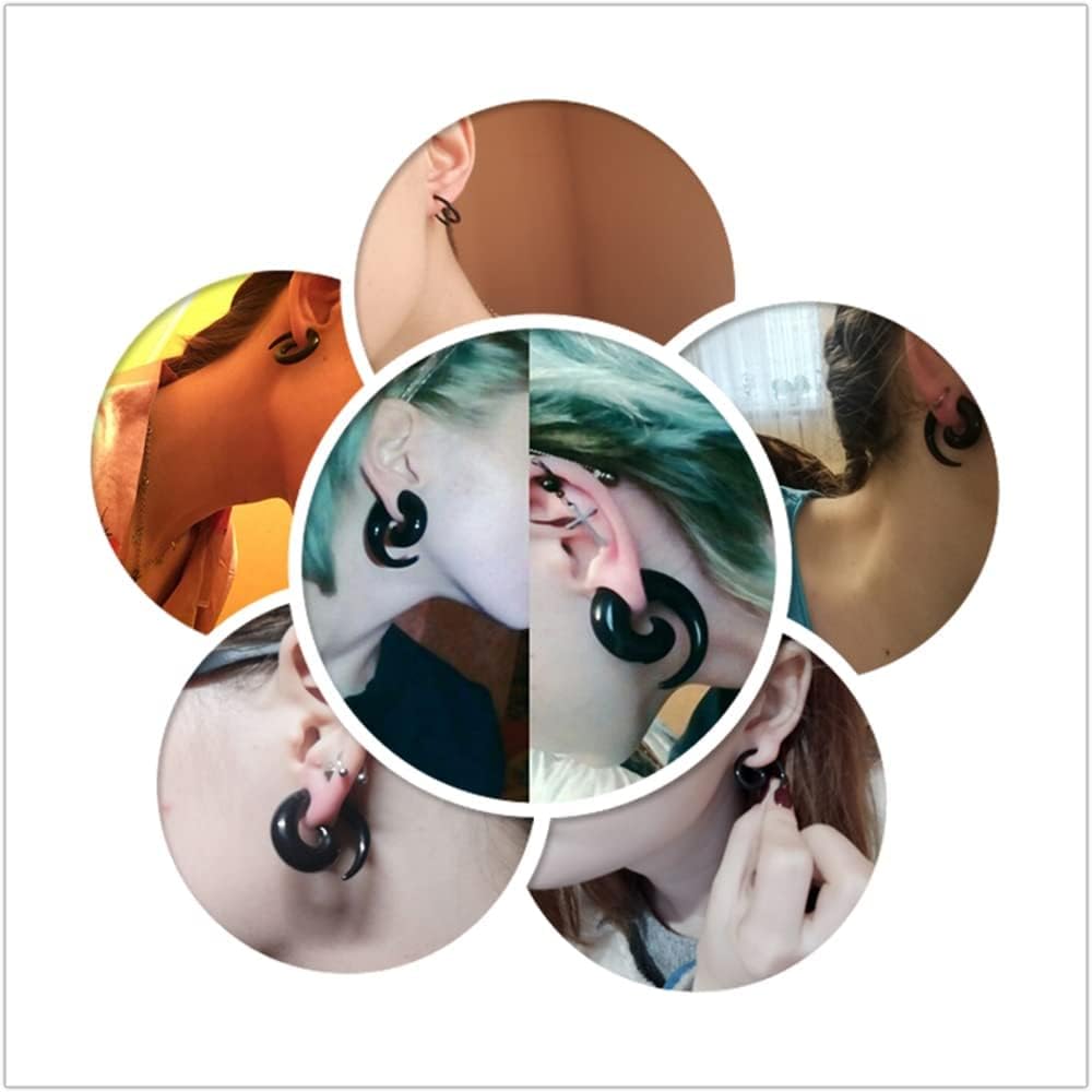 NewZenro Acrylic Spiral Snail Ear Tapers Plugs Tunnels Expander Gauges Twist Earrings Stretching Body Piercings Jewelry White Black 2 Pairs Set