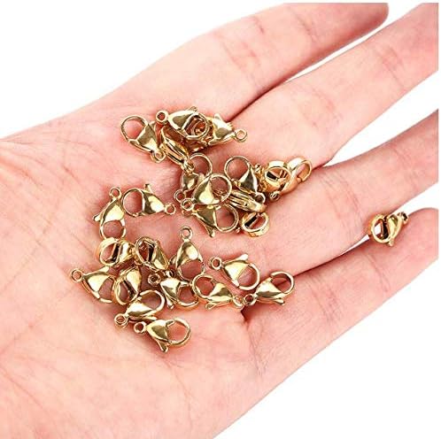 Miniatura 4 de DNHCLL 100 cierres de langosta curvados de acero inoxidable de 0.276 x 0.472 in, cierres de langosta para bricolaje, gancho de cierre de joyería