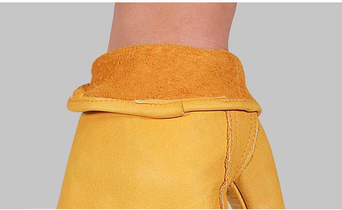 冬のサイクリンググローブ 作業用手袋フルフィンガーガーデニング耐摩耗性屋外手袋 耐久性のあるデザイン (色 : 黄, Size :