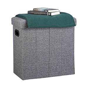 Relaxdays Faltbarer Sitzhocker Dunkelgrau Leinen-Optik