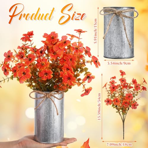 Zeyune 6 Sets Thanksgiving Fall Table Centerpiece Decoration Autumn Artificial Flower Stems Harvest Faux Bouquet Plants with Metal Pots for Rustic Farmhouse Home Dining Indoor(Fall Arrangement) by Zeyune - Image 4
