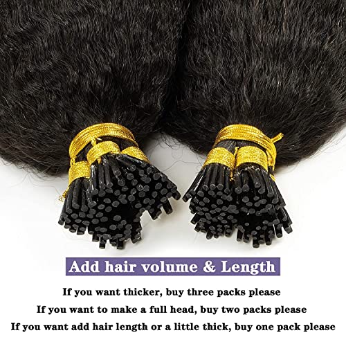Anrosa Itip Human Hair Extensions Kinky Straight Hair Extensions Pre Bonded I Tip Hair Extensions Human Hair Invisible Curly Natural Black Kinky Itip Human Hair Extensions For Black Women 18 Inch 50G #TOP4