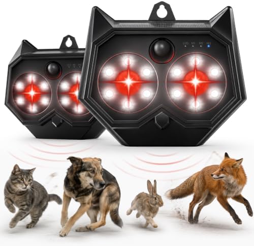 MEKEET Marderschreck Solar, Marderabwehr, Katzenschreck für Garten, Ultraschall Tiervertreiber, Waschbären Vertreiben, Fuchsabwehr, Hundeschreck, Katzenabwehr, PIR Bewegungssensor