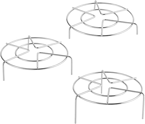Juego de 3 estantes de vapor de acero inoxidable, 5.9 pulgadas de alto, resistente para olla a presión, soporte para salvamanteles, altura de 1.2