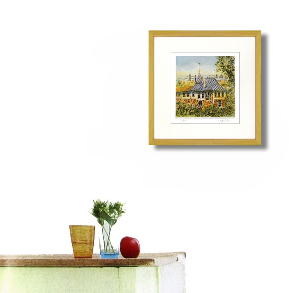 Amazon｜織田義郎 風見鶏VI 木地色 エッチング＋手彩色 版画 銅版画