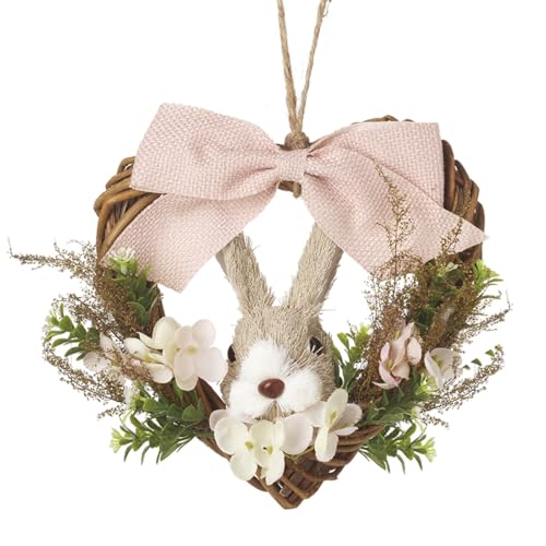 Heaven Sends Bristle Rabbit and Pink Bow Easter Wreath