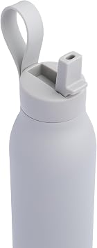Manna Bonnie Modern Flip Insulated Stainless Steel Bottle with Straw Lid and Carrying Loop - 20 Oz - Hail