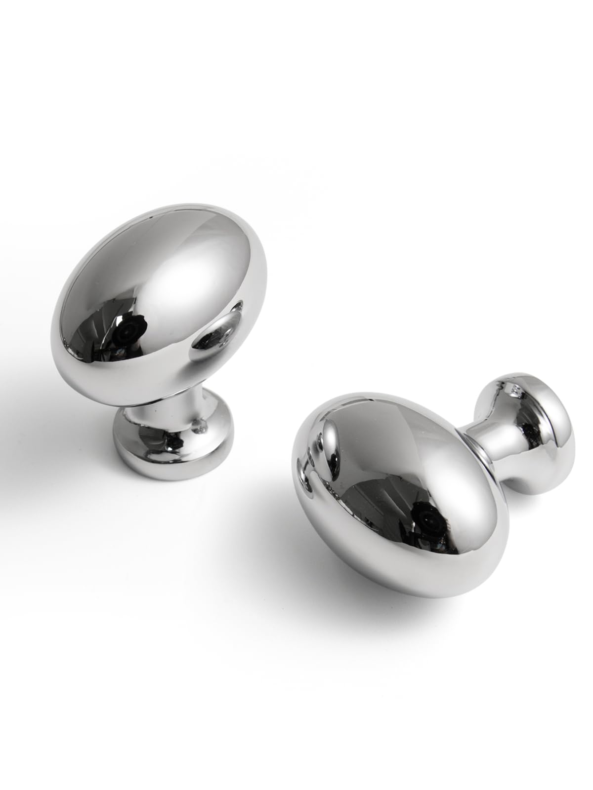 BEILEIOU Oval Polished Chrome Cabinet Knobs, Zinc Alloy for Drawer Knobs for Dresser Cupboard Wardrobe (5, Polished Chrome, Egg knob)