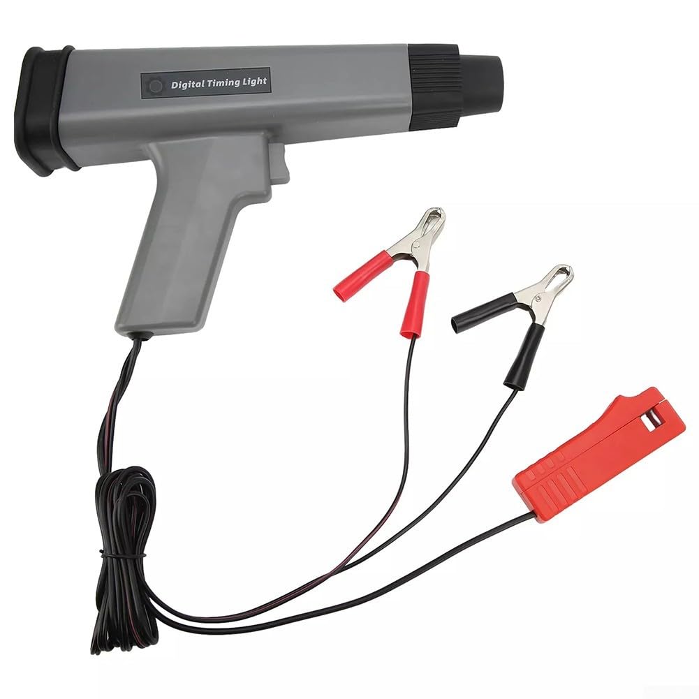 Luce digitale di temporizzazione del motore, 12 V, stroboscopica induttiva con sensore a clip per una regolazione accurata dell'accensione in auto, moto, barche e tosaerba, alloggiamento in ABS nero