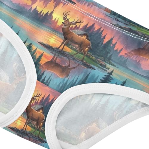 Cartoon Deers Lakes Sunset Toddlers Underwear Floral 2t Cotton Little Girl Panties Personalized Underpants Briefs4