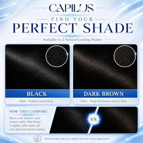 Image of Capilus Hair Building Fiber for Men & Women, Instant Hair Thickening Fibres for Thinning & Bald Spots, Natural-Looking, Concealer Powder for Fuller Look in 30 Seconds, 28g (Black, 28g)