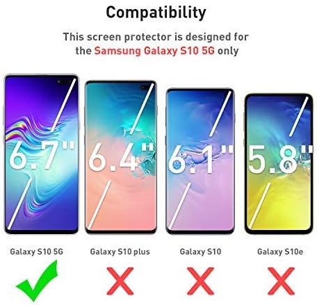 UEEBAI 3 Pack Screen Protector for Samsung Galaxy S10 5G, [Full Coverage] Edge to Edge Support Fingerprint Sensor Case-Friendly Bubble-free Easy Installation Soft Protective Film for Galaxy S10 5G