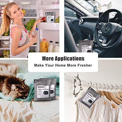 Marsheepy 12 Pack Bamboo Charcoal Bags,Car Air Fresheners, Charcoal Odor Absorber, Shoe Deodorizer Bags, Odor Eliminator for Home, Pets, Car, Closet (200g X 2 and 75g x 10)