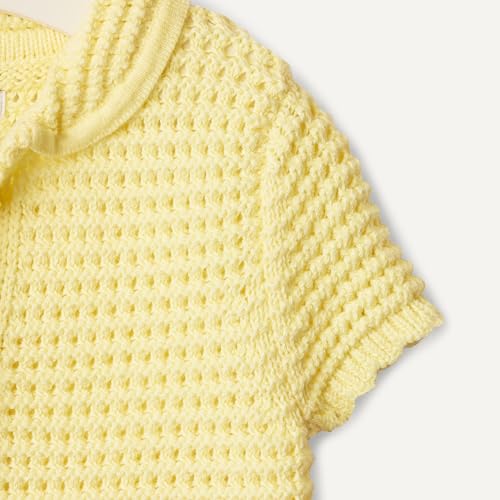 Image of Amazon Essentials x Sofia Grainge Toddlers and Baby Girls' Cotton Short Sleeve Button Front Sweater with Peter Pan Collar