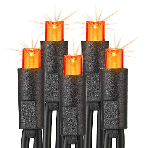 Brizled Orange Halloween Lights, 33ft 100 LED 5mm Wide Angle Orange Halloween String Lights, 120V UL Certified Connectable Orange Lights String for Party Indoor Outdoor Halloween Decor, Black Wire