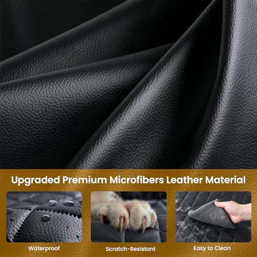 pecute Extra Stabiler Hunde Autositz, Verstärkter Hundesitz Auto für Mittlere und Großer Hunde, Wasserdichter Rutschfester Haustierautositz Kratzfester mit 4 Befestigungsgurten - Schwarz