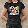 Personalised Text and Image Womens T Shirt Ladies Fit Any Colour or Font Top Tee Hen Do, L, Black #1