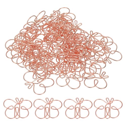 PATIKIL 40pcs Paper Clip, Butterfly Shape Paper Clip Small Cute Rust-Proof Metal Strong Durable Bulk for Office Home, 35mm, Rose Gold