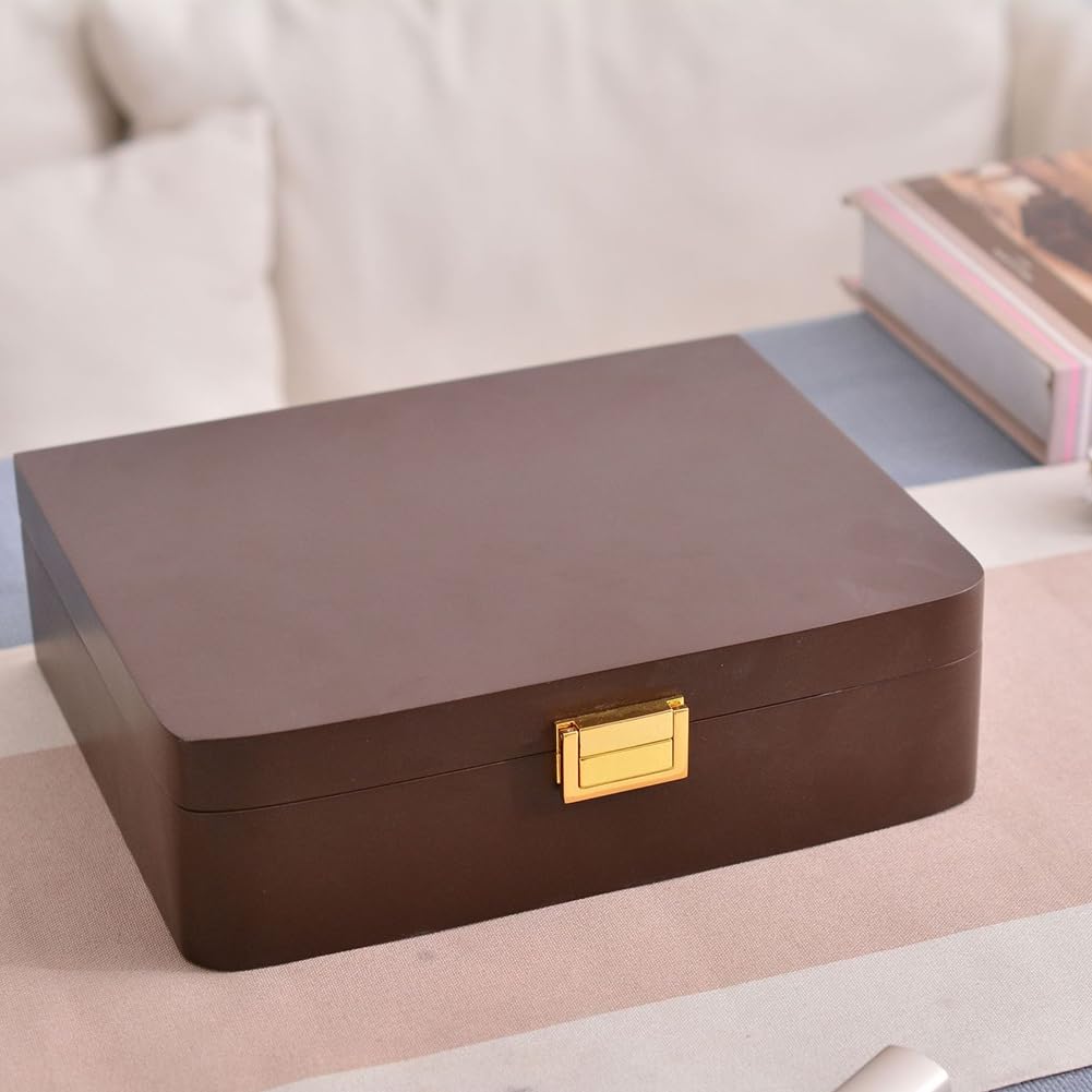 Schmuckaufbewahrungsbox Aus Massivholz mit Schnalle, Schmuckschatulle mit Klappdeckel und Mehreren Fächern, Schmuckaufbewahrungsbox mit Fächern