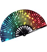 Rainbow Fan - Pride Fan and Rave Fan - Large Folding Fan for Raves, Halloween, Burlesque, Drag Qu...