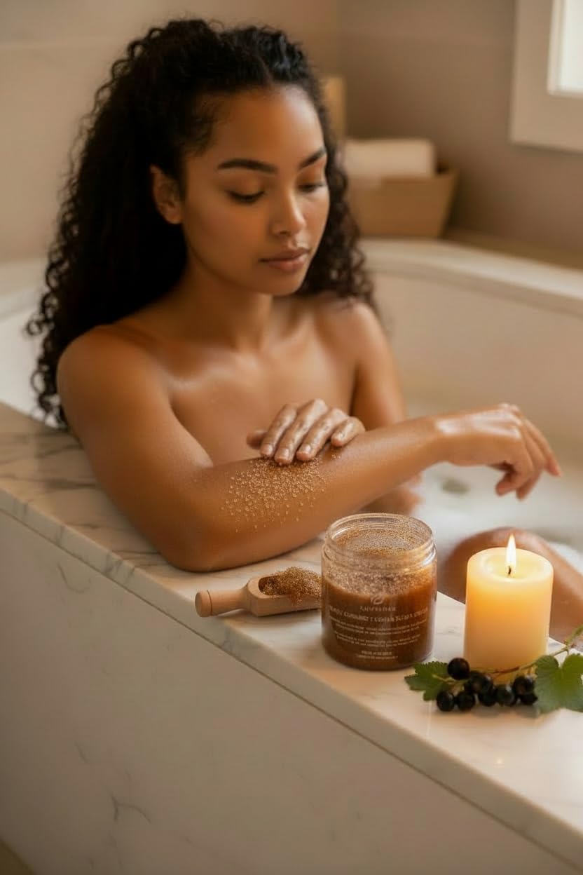 Black Currant Vanilla Sugar Scrub – 10 oz | Organic Sugar, Coconut & Sweet Almond Oil | Exfoliating Body Scrub for Smooth, Glowing Skin | Paraben-Free, All Skin Types. Naturistika