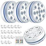 ►【Luz LED Sumergible con control remoto RF】La distancia de control remoto del control remoto RF es más larga y estable. Se puede controlar fácilmente en el aire a 50 m y bajo el agua a 2 m. Ni siquiera tiene que preocuparse por el bloqueo de la señal, incluso en piscinas muy grandes y profundas que atraviesan las paredes. Un control remoto puede controlar varias luces al mismo tiempo.