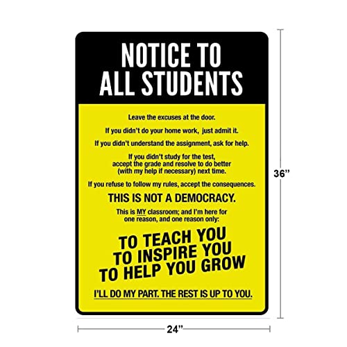 Image of Classroom Rules Poster High School Supplies For Teachers Yellow Criminal Justice Decor Cool Wall Art Print Poster 24x36