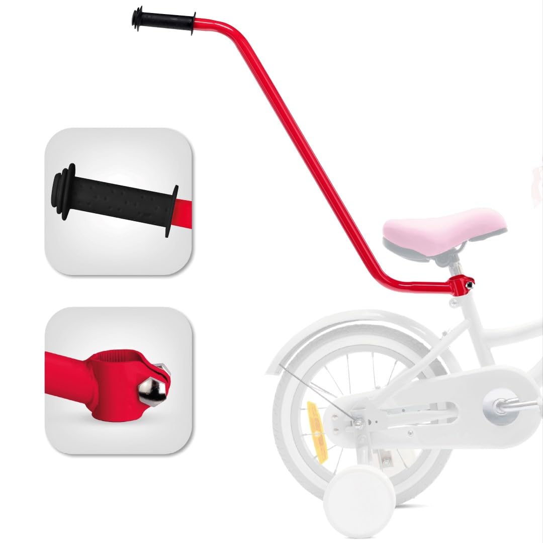 sun baby Schiebestange Schiebehilfe schubstange Fahrrad zubehör für kinderfahrrad fahrradanhänger radfahr-lernhilfe (Dunkelrosa) Sport & 