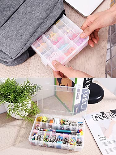 Image of Sixfire 24 Grids Clear Plastic Organizer Jewelry Storage Box 24 Grid Transparent Organizer Box for Earring Fishing Hooks Grids Plastic Storage Box, 15X9X7 Cm