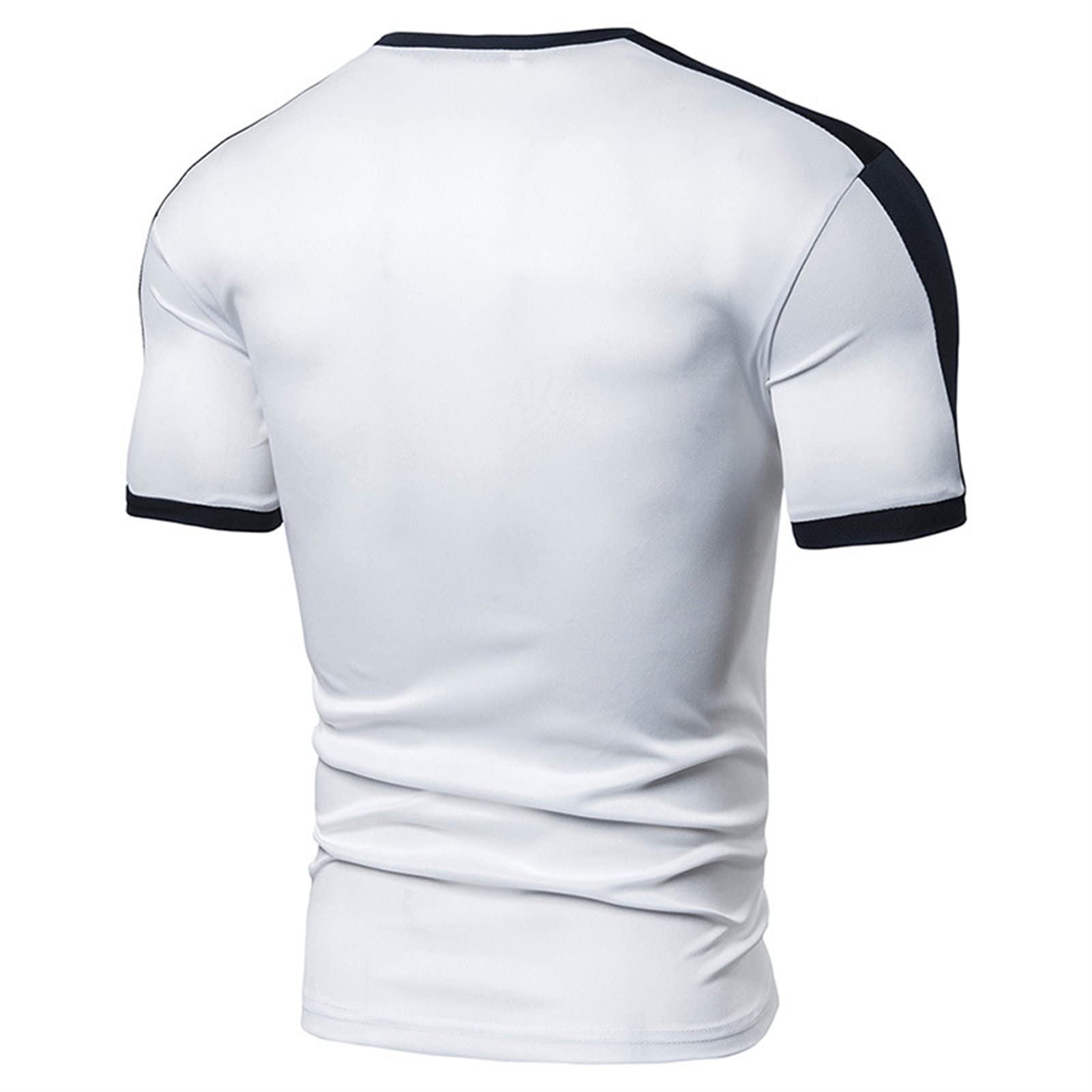 JEsilunmaMY Men's Button V Neck T-Shirts Raglan Short Sleeve Jersey Baseball T Shirts Color Block Slim Fit Henley Shirts (US Size S Asia M,White)