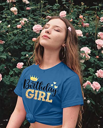 Kimsoong Birthday Shirt For Women Birthday Girl Shirt Funny Princess Graphic Tee Birthday Party Short Sleeve Top Blue #TOP4