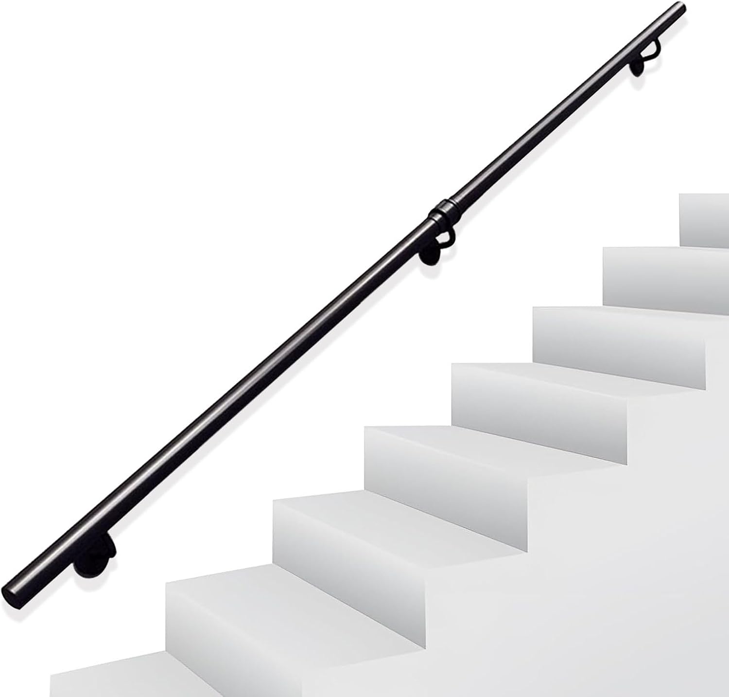 Industrial Stair Railing Wall Mount Staircase Handrail - Wrought Iron Hand Rail for Outdoor Indoor Steps Grab Bar Foot Rail, Deck Handrail - 3m/3.5m/4m/4.5m/5m(2ft/60cm)