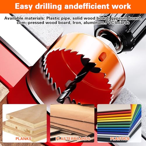 Set of 11 Metal Hole Saw Sets, 19-64 mm Metal Holesaw Set, Hole Saw Drill Bit Tools for Wood Plasterboard PVC Board Plastic Plate, with Accessories 4 Set of 11 Metal Hole Saw Sets, 19-64 mm Metal Holesaw Set, Hole Saw Drill Bit Tools for Wood Plasterboard PVC Board Plastic Plate, with Accessories - Image 4