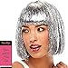 Jon Renau | Easihair Tinsel Town Color Metallic Silver - Illusions Costume Wig 9'' Chin Length Bob Nightclub Celebration Blunt Bangs Party Synthetic Fancy Dress 3.6 oz Bundle MaxWigs Hairloss Booklet