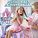 Lehoo Castle Kids Vanity Table and Chair Set, Girls Makeup Table with Mirror Stool Lights Music, Toddler Pretend Play Vanity Set for Princess Dress Up, Girl Toys Gifts for Age 3 4 5 Years Old