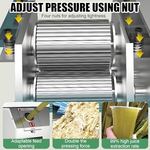 High Efficiency Sugar Cane Juicer Machine - 150kg/H Juice Extractor for Whole Stalks & Ginger, Durable Stainless Steel Build - Image 5