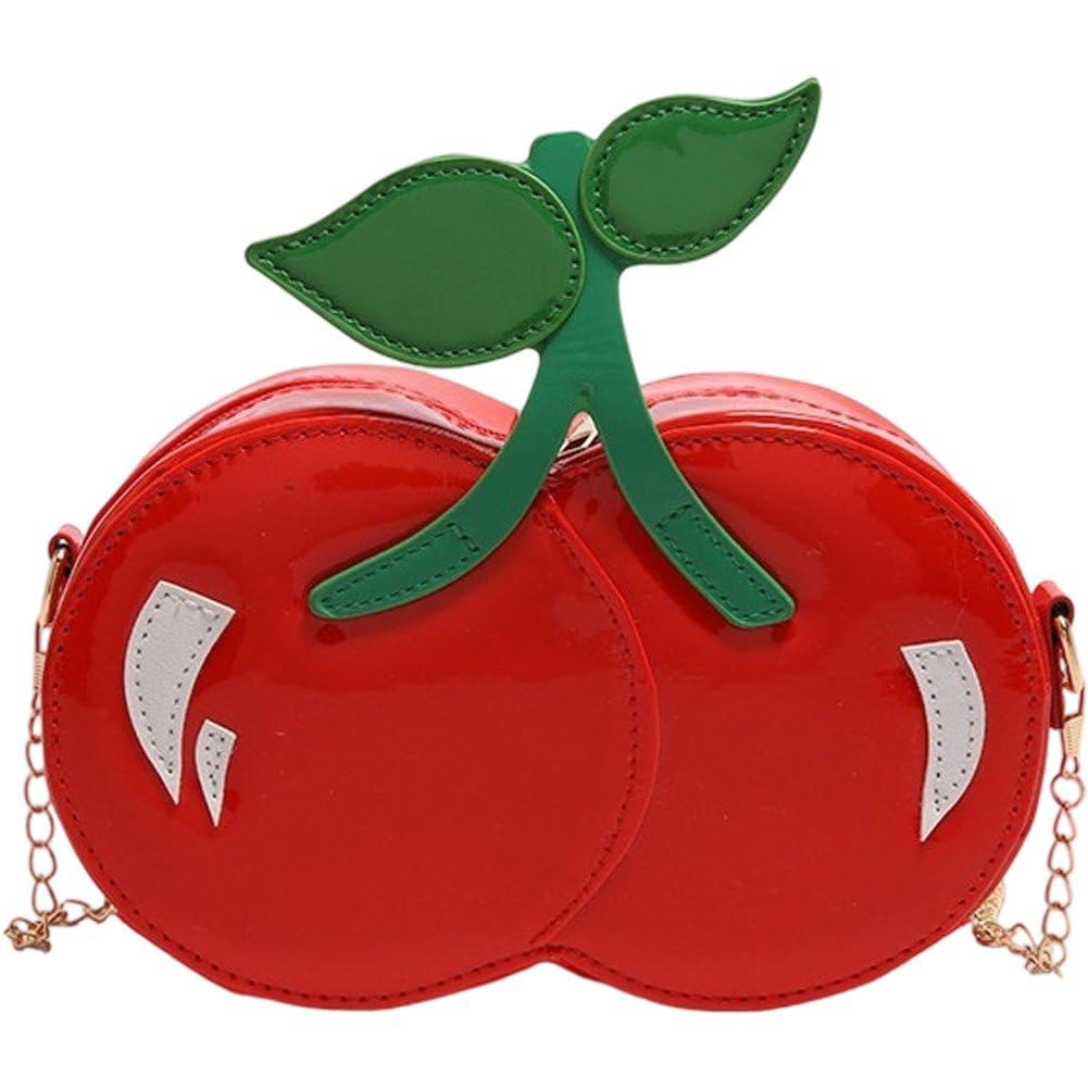 Sslvya Fun Cherry Shaped Shoulder Bag Purse for Women Novelty Handbags Trendy Unique Chain Crossbody Bag