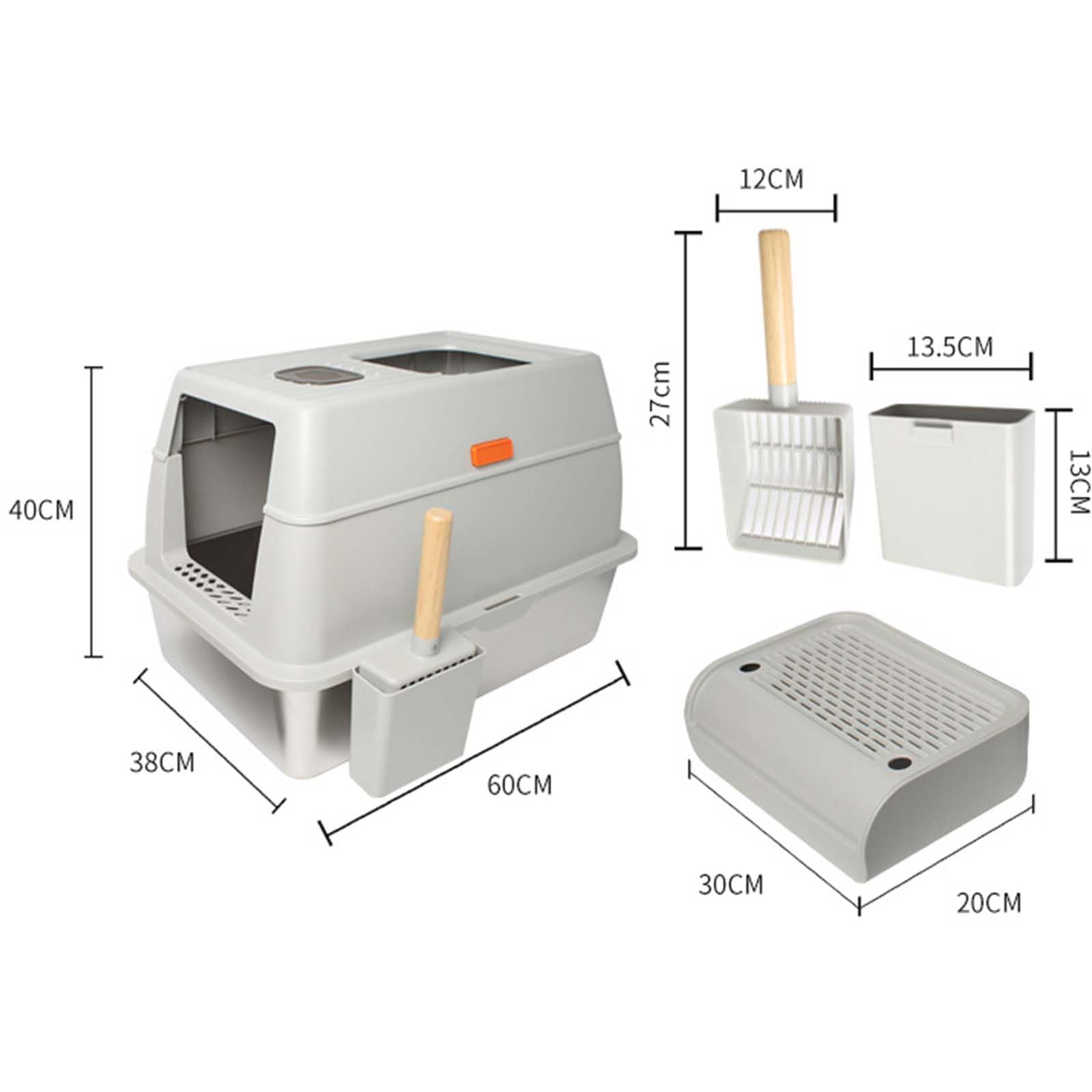Lettiera per Gatti in Acciaio Inossidabile con Coperchio, Coperchio a Fogli mobili lettiera ad Ingresso Superiore con lettiera a Strato di lettiera, Non appiccicoso, Non Odor, Facile pulizi Dark Gray